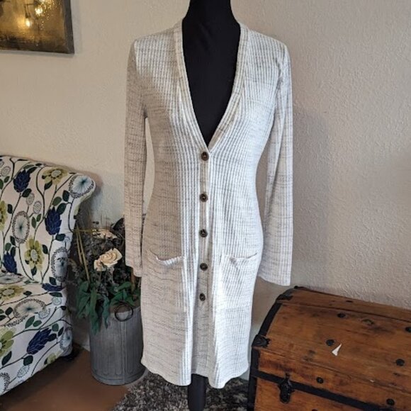 NINE BRITTON Blair Button Waffle Duster Cardigan- Size Small - Picture 1 of 9